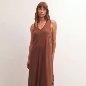 Z Supply Women’s Reverie Slub Midi Dress in Burnt Orange (M)